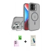 MARSİLYAN™- iPhone 16 Plus Kılıf Akış Form - Şeffaf Pasifik Cam Ekran Koruyucu + Pembe Raze Metal Kamera Lens
