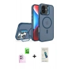 MARSİLYAN™- iPhone 16 Plus Kılıf Akış Form - Şeffaf Pasifik Cam Ekran Koruyucu + Pembe Raze Metal Kamera Lens