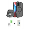 MARSİLYAN™- iPhone 16 Plus Kılıf Akış Form - Şeffaf Pasifik Cam Ekran Koruyucu + Raze Metal Kamera Lens - BZ