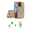 MARSİLYAN™- iPhone 16 Plus Kılıf Akış Form - Şeffaf Pasifik Cam Ekran Koruyucu + Raze Metal Kamera Lens - BZ