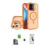 MARSİLYAN™- iPhone 16 Plus Kılıf Akış Form - Şeffaf Pasifik Cam Ekran Koruyucu + Siyah Raze Metal Kamera Lens