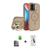 MARSİLYAN™- iPhone 16 Plus Kılıf Akış Form - Şeffaf Pasifik Cam Ekran Koruyucu + Siyah Raze Metal Kamera Lens