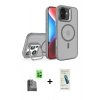 MARSİLYAN™- iPhone 16 Plus Kılıf Akış Form - Şeffaf Pasifik Cam Ekran Koruyucu + Siyah Raze Metal Kamera Lens