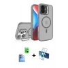 MARSİLYAN™- iPhone 16 Plus Kılıf Akış Form - Siyah 3D Antistatik Cam Ekran Koruyucu + Raze Metal Kamera Lens - LT