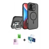 MARSİLYAN™- iPhone 16 Plus Kılıf Akış Form - Siyah 3D Antistatik Cam Ekran Koruyucu + Raze Metal Kamera Lens - PE