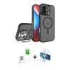 MARSİLYAN™- iPhone 16 Plus Kılıf Akış Form - Siyah 3D Antistatik Cam Ekran Koruyucu + Raze Metal Kamera Lens - BZ