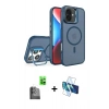 MARSİLYAN™- iPhone 16 Plus Kılıf Akış Form - Siyah 3D Antistatik Cam Ekran Koruyucu + Raze Metal Kamera Lens - SH