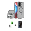 MARSİLYAN™- iPhone 16 Plus Kılıf Akış Form - Siyah 3D Antistatik Hayalet Cam Ekran Koruyucu + Raze Metal Kamera Lens - BZ