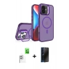 MARSİLYAN™- iPhone 16 Plus Kılıf Akış Form - Siyah 3D Antistatik Hayalet Cam Ekran Koruyucu + Raze Metal Kamera Lens - BZ