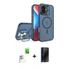 MARSİLYAN™- iPhone 16 Plus Kılıf Akış Form - Siyah 3D Antistatik Hayalet Cam Ekran Koruyucu + Raze Metal Kamera Lens - BZ