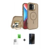 MARSİLYAN™- iPhone 16 Plus Kılıf Akış Form - Siyah 3D Antistatik Hayalet Cam Ekran Koruyucu + Raze Metal Kamera Lens - BZ