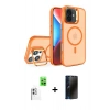 MARSİLYAN™- iPhone 16 Plus Kılıf Akış Form - Siyah 3D Antistatik Hayalet Cam Ekran Koruyucu + Raze Metal Kamera Lens - BZ