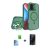 MARSİLYAN™- iPhone 16 Plus Kılıf Akış Form - Siyah 3D Antistatik Hayalet Cam Ekran Koruyucu + Raze Metal Kamera Lens - LT