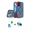 MARSİLYAN™- iPhone 16 Plus Kılıf Akış Form - Siyah 3D Antistatik Seramik Nano Ekran Koruyucu + Raze Metal Kamera Lens - LT