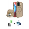 MARSİLYAN™- iPhone 16 Plus Kılıf Akış Form - Siyah 3D Antistatik Seramik Nano Ekran Koruyucu + Raze Metal Kamera Lens - SH