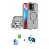 MARSİLYAN™- iPhone 16 Plus Kılıf Akış Form - Siyah 3D Antistatik Seramik Nano Ekran Koruyucu + Raze Metal Kamera Lens - LT