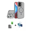 MARSİLYAN™- iPhone 16 Plus Kılıf Akış Form - Siyah 3D Antistatik Seramik Nano Ekran Koruyucu + Raze Metal Kamera Lens - SH