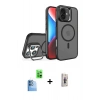 MARSİLYAN™- iPhone 16 Plus Kılıf Akış Form - Siyah Bilvis 3D Cam Ekran Koruyucu + Raze Metal Kamera Lens - LT