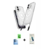 MARSİLYAN™- iPhone 16 Plus Kılıf Atlas Doku Koleksiyonu - Şeffaf Pasifik Cam Ekran Koruyucu + Raze Metal Kamera Lens - LT