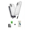 MARSİLYAN™- iPhone 16 Plus Kılıf Atlas Doku Koleksiyonu - Şeffaf Pasifik Cam Ekran Koruyucu + Siyah Raze Metal Kamera Lens