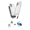 MARSİLYAN™- iPhone 16 Plus Kılıf Atlas Doku Koleksiyonu - Siyah 3D Antistatik Cam Ekran Koruyucu + Raze Metal Kamera Lens - PE