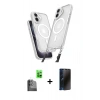 MARSİLYAN™- iPhone 16 Plus Kılıf Atlas Doku Koleksiyonu - Siyah 3D Antistatik Hayalet Cam Ekran Koruyucu + Raze Metal Kamera Lens - SH