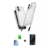 MARSİLYAN™- iPhone 16 Plus Kılıf Atlas Doku Koleksiyonu - Siyah 3D Antistatik Hayalet Cam Ekran Koruyucu + Raze Metal Kamera Lens - LT