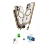 MARSİLYAN™- iPhone 16 Plus Kılıf Atlas Doku Koleksiyonu - Siyah 3D Antistatik Seramik Nano Ekran Koruyucu + Raze Metal Kamera Lens - BZ