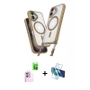 MARSİLYAN™- iPhone 16 Plus Kılıf Atlas Doku Koleksiyonu - Siyah 3D Antistatik Seramik Nano Ekran Koruyucu + Raze Metal Kamera Lens - PE