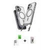 MARSİLYAN™- iPhone 16 Plus Kılıf Atlas Doku Koleksiyonu - Siyah Bilvis 3D Cam Ekran Koruyucu + Raze Metal Kamera Lens - BZ