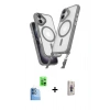 MARSİLYAN™- iPhone 16 Plus Kılıf Atlas Doku Koleksiyonu - Siyah Bilvis 3D Cam Ekran Koruyucu + Lacivert Raze Metal Kamera Lens