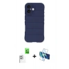 MARSİLYAN™- iPhone 16 Plus Kılıf Atlas Koleksiyonu - Siyah 3D Antistatik Seramik Nano Ekran Koruyucu + Raze Metal Kamera Lens - BZ