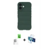 MARSİLYAN™- iPhone 16 Plus Kılıf Atlas Koleksiyonu - Siyah 3D Antistatik Seramik Nano Ekran Koruyucu + Raze Metal Kamera Lens - BZ