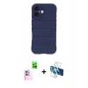 MARSİLYAN™- iPhone 16 Plus Kılıf Atlas Koleksiyonu - Siyah 3D Antistatik Seramik Nano Ekran Koruyucu + Raze Metal Kamera Lens - PE