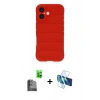 MARSİLYAN™- iPhone 16 Plus Kılıf Atlas Koleksiyonu - Siyah 3D Antistatik Seramik Nano Ekran Koruyucu + Raze Metal Kamera Lens - SH