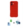MARSİLYAN™- iPhone 16 Plus Kılıf Atlas Koleksiyonu - Siyah 3D Antistatik Seramik Nano Ekran Koruyucu + Raze Metal Kamera Lens - LT