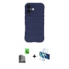 MARSİLYAN™- iPhone 16 Plus Kılıf Atlas Koleksiyonu - Siyah 3D Antistatik Seramik Nano Ekran Koruyucu + Raze Metal Kamera Lens - SH