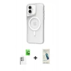MARSİLYAN™- iPhone 16 Plus Kılıf Atlas Serisi - Şeffaf Pasifik Cam Ekran Koruyucu + Raze Metal Kamera Lens - BZ