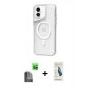 MARSİLYAN™- iPhone 16 Plus Kılıf Atlas Serisi - Şeffaf Pasifik Cam Ekran Koruyucu + Raze Metal Kamera Lens - SH
