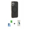 MARSİLYAN™- iPhone 16 Plus Kılıf Çekirdek Modern Prime - Şeffaf Pasifik Cam Ekran Koruyucu + Lacivert Raze Metal Kamera Lens