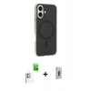 MARSİLYAN™- iPhone 16 Plus Kılıf Çekirdek Modern Prime - Siyah Bilvis 3D Cam Ekran Koruyucu + Raze Metal Kamera Lens - BZ