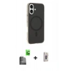 MARSİLYAN™- iPhone 16 Plus Kılıf Çekirdek Modern Prime - Siyah Bilvis 3D Cam Ekran Koruyucu + Raze Metal Kamera Lens - SH