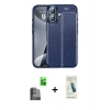 MARSİLYAN™- iPhone 16 Plus Kılıf Doruk Klasik Özel Seri - Şeffaf Pasifik Cam Ekran Koruyucu + Raze Metal Kamera Lens - SH