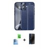 MARSİLYAN™- iPhone 16 Plus Kılıf Doruk Klasik Özel Seri - Siyah 3D Antistatik Hayalet Cam Ekran Koruyucu + Raze Metal Kamera Lens - LT