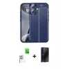 MARSİLYAN™- iPhone 16 Plus Kılıf Doruk Klasik Özel Seri - Siyah 3D Antistatik Hayalet Cam Ekran Koruyucu + Raze Metal Kamera Lens - BZ