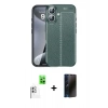 MARSİLYAN™- iPhone 16 Plus Kılıf Doruk Klasik Özel Seri - Siyah 3D Antistatik Hayalet Cam Ekran Koruyucu + Raze Metal Kamera Lens - BZ