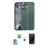 MARSİLYAN™- iPhone 16 Plus Kılıf Doruk Klasik Özel Seri - Siyah 3D Antistatik Hayalet Cam Ekran Koruyucu + Raze Metal Kamera Lens - LT