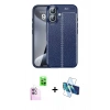 MARSİLYAN™- iPhone 16 Plus Kılıf Doruk Klasik Özel Seri - Siyah 3D Antistatik Seramik Nano Ekran Koruyucu + Raze Metal Kamera Lens - PE