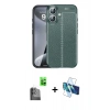 MARSİLYAN™- iPhone 16 Plus Kılıf Doruk Klasik Özel Seri - Siyah 3D Antistatik Seramik Nano Ekran Koruyucu + Siyah Raze Metal Kamera Lens