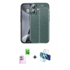MARSİLYAN™- iPhone 16 Plus Kılıf Doruk Klasik Özel Seri - Siyah 3D Antistatik Seramik Nano Ekran Koruyucu + Raze Metal Kamera Lens - PE